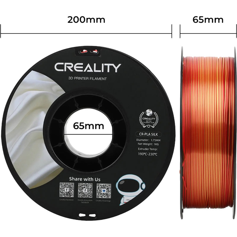 Пластик для 3D принтера CREALITY PLA Silk 1кг 1.75мм Red Gold (3301120009) Вага нитки 1