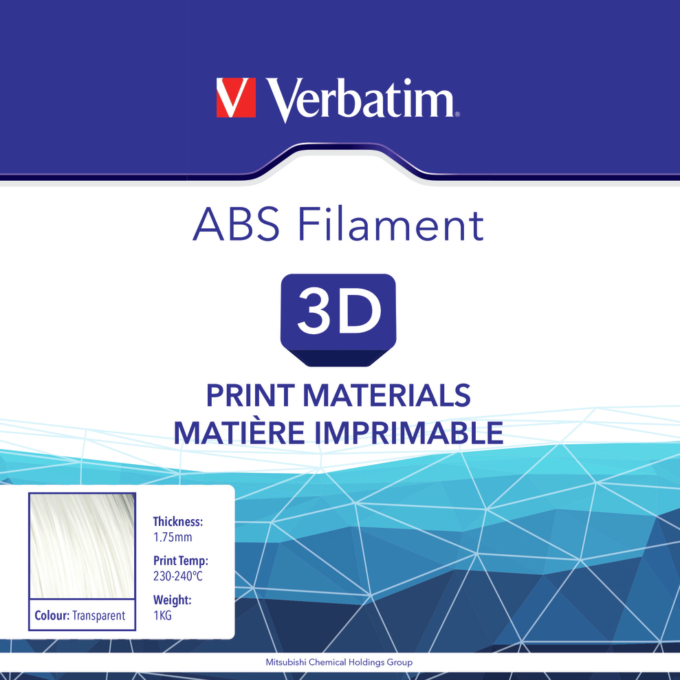 ABS пластик VERBATIM 1.75mm 1KG Transparent (55015) Диаметр нити, мм 1.75