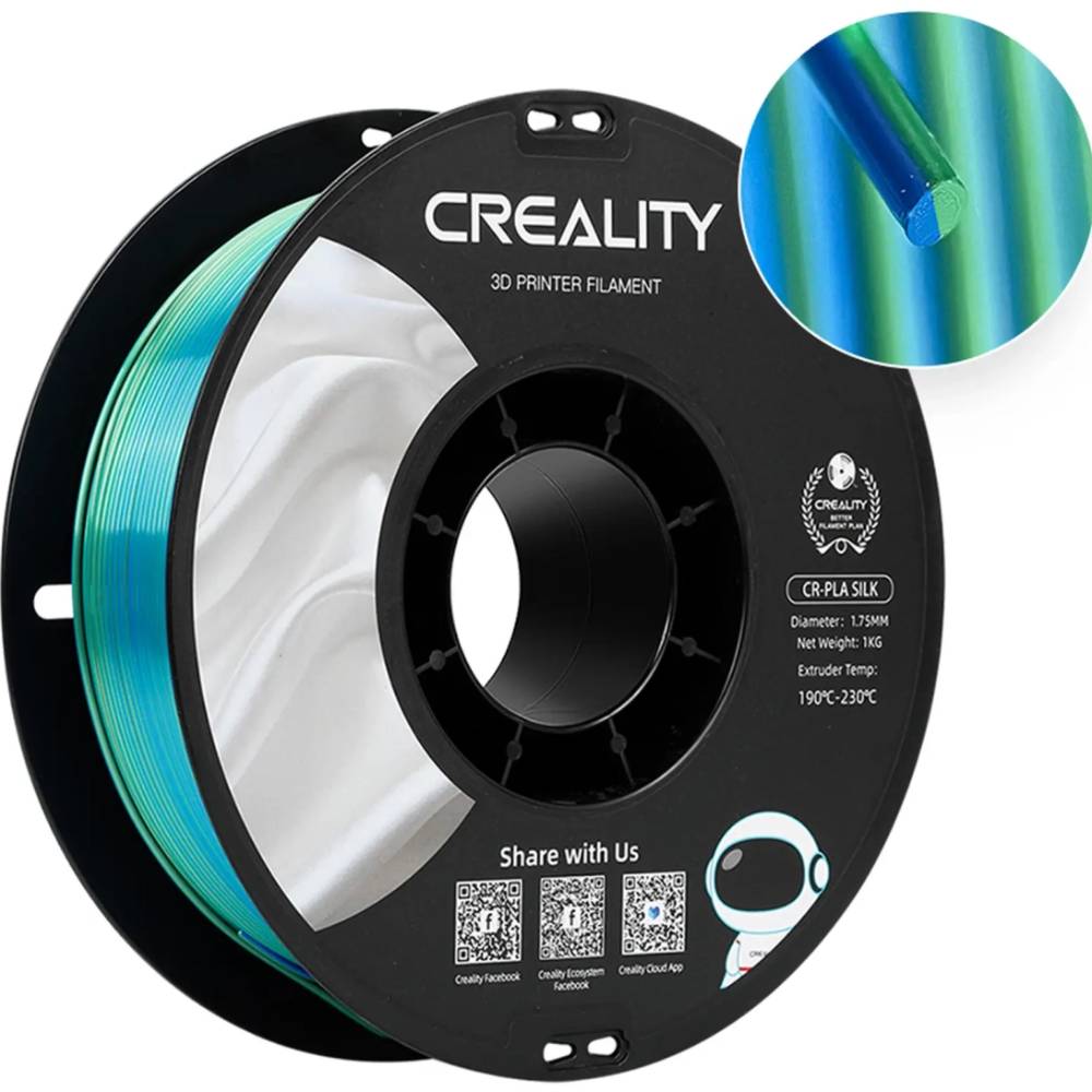 Пластик для 3D принтера CREALITY PLA Silk 1кг 1.75мм Blue-Green (3301120011) Тип пластика PLA