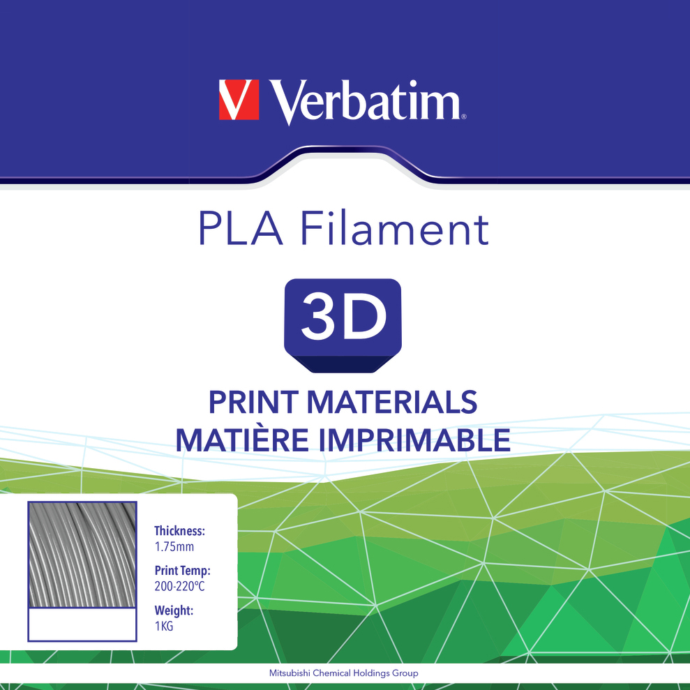 PLA пластик VERBATIM 1.75mm 1KG Silvery (55275) Диаметр нити, мм 1.75