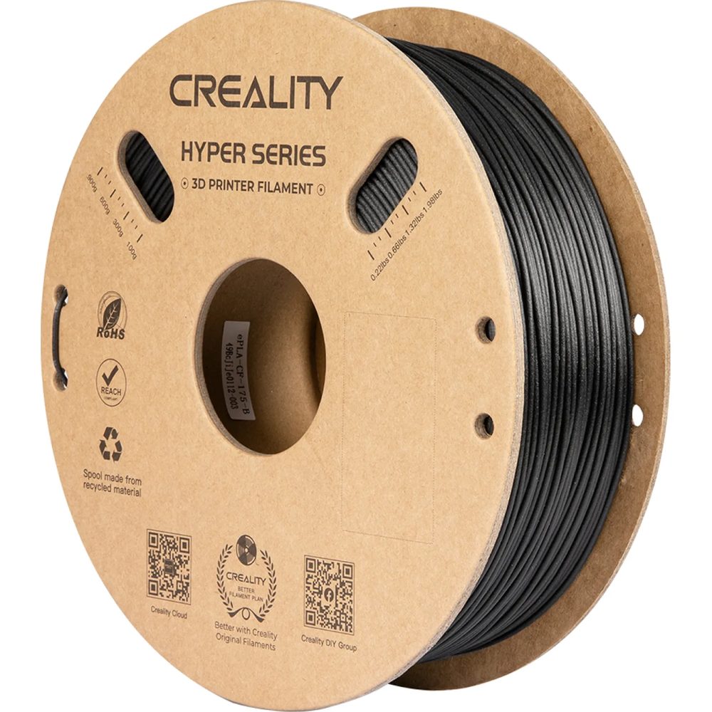 Пластик для 3D принтера CREALITY Hyper PLA-CF 1кг 1.75мм Black (3301060015)