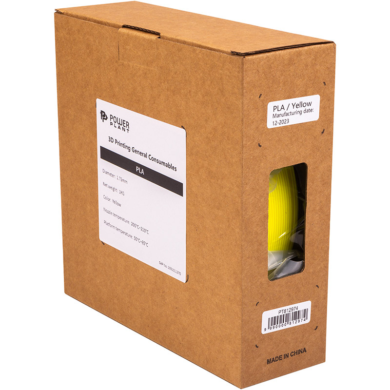 Пластик для 3D принтера POWERPLANT PLA 1кг 1.75мм Yellow (PT812974) Діаметр нитки, мм 1.75