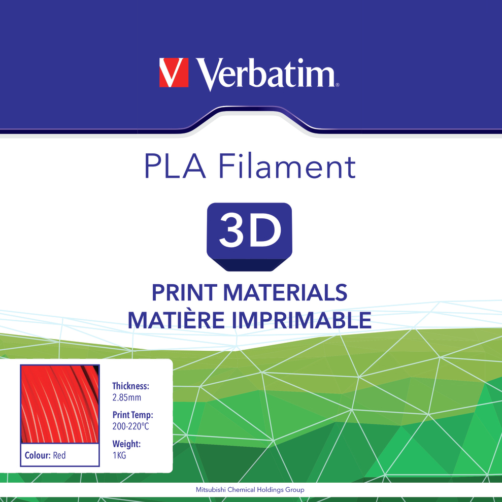 PLA пластик VERBATIM 2.85 mm 1KG Red (55279) Діаметр нитки, мм 2.85