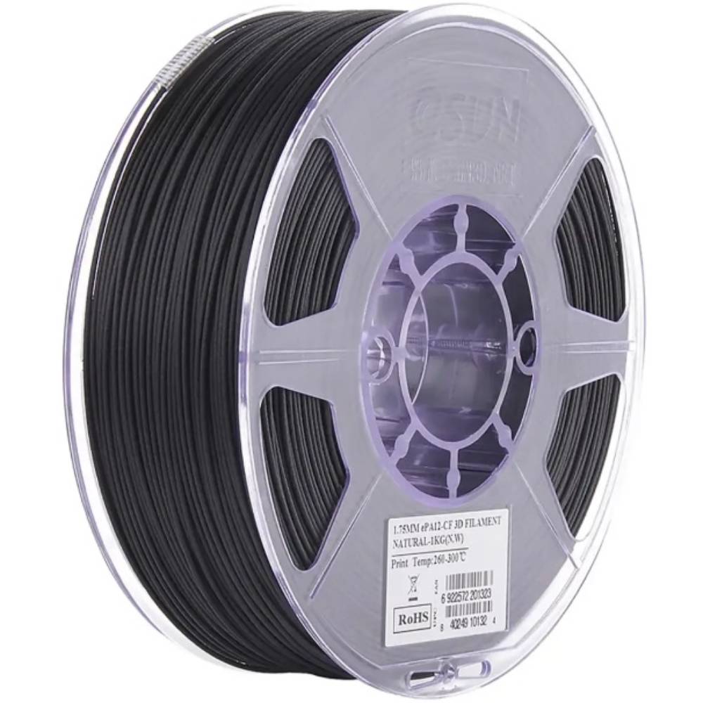 Котушка 3D ESUN ePA12-CF Filament для 3D принтера 1кг 1.75мм Black (ePA12-175B1)