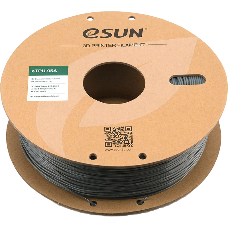 Пластик для 3D принтера ESUN eTPU-95A 1кг 1.75мм Grey (ETPU-95A175H1) Температура плавления 220-250