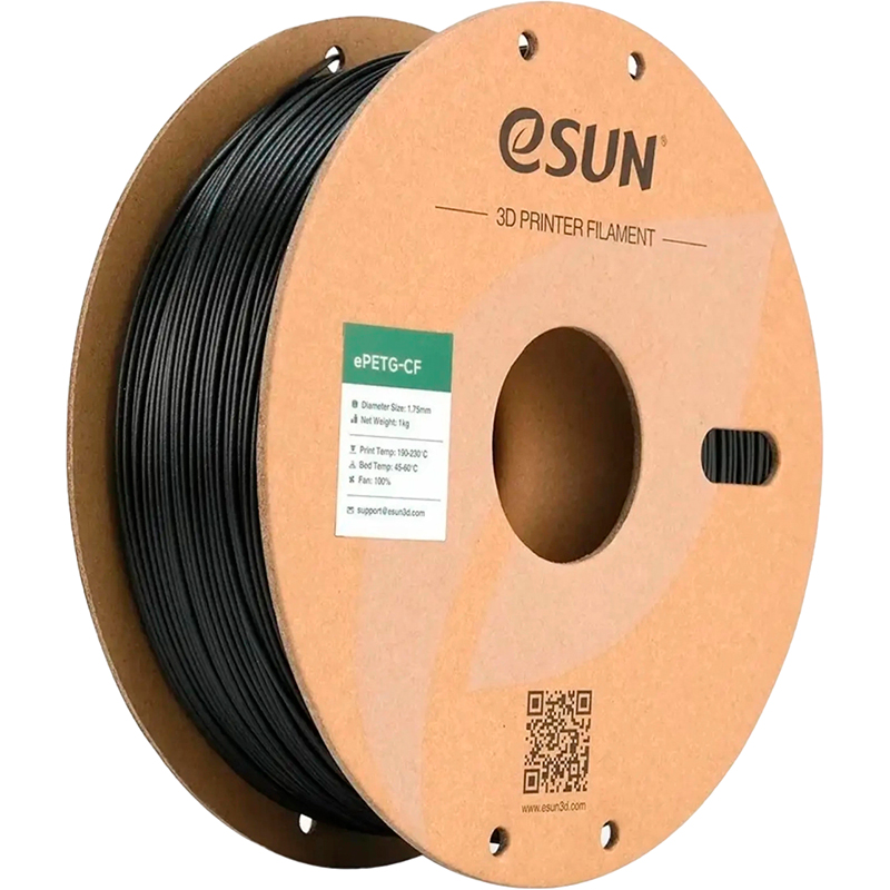 Пластик для 3D принтера ESUN ePETG-CF 1кг 1.75мм Black (ePETG-CF175B1)