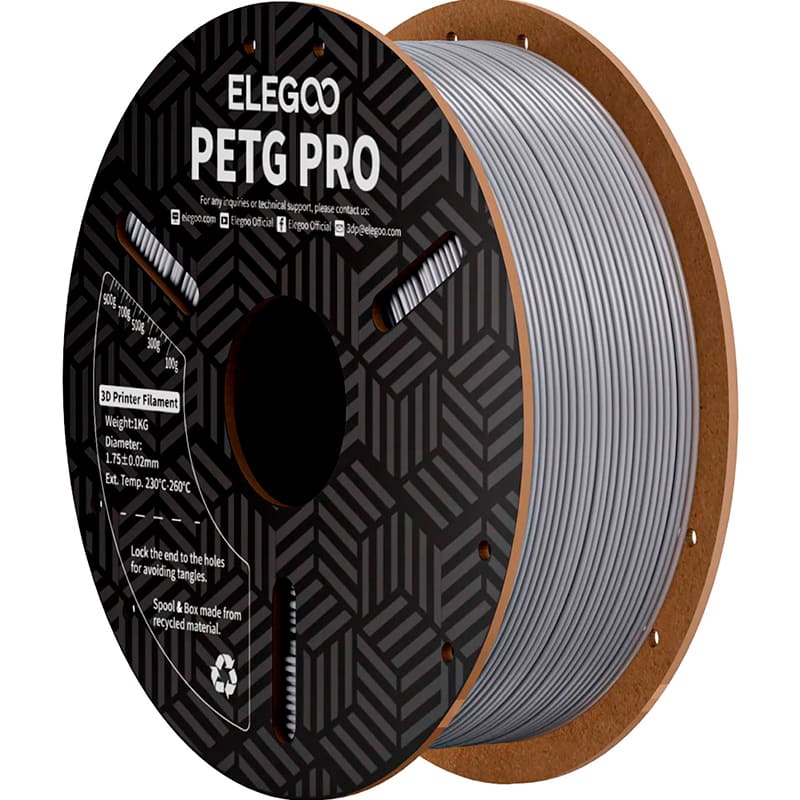 Пластик для 3D принтера ELEGOO PETG PRO 1кг 1.75мм Gray (50.203.0205)