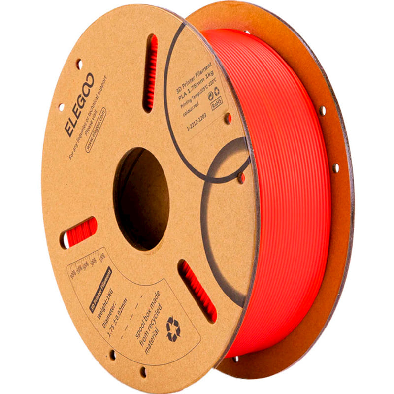 Котушка ELEGOO PLA Filament пластик для 3D принтера 1 кг 1.75 мм Red (50.203.0043)