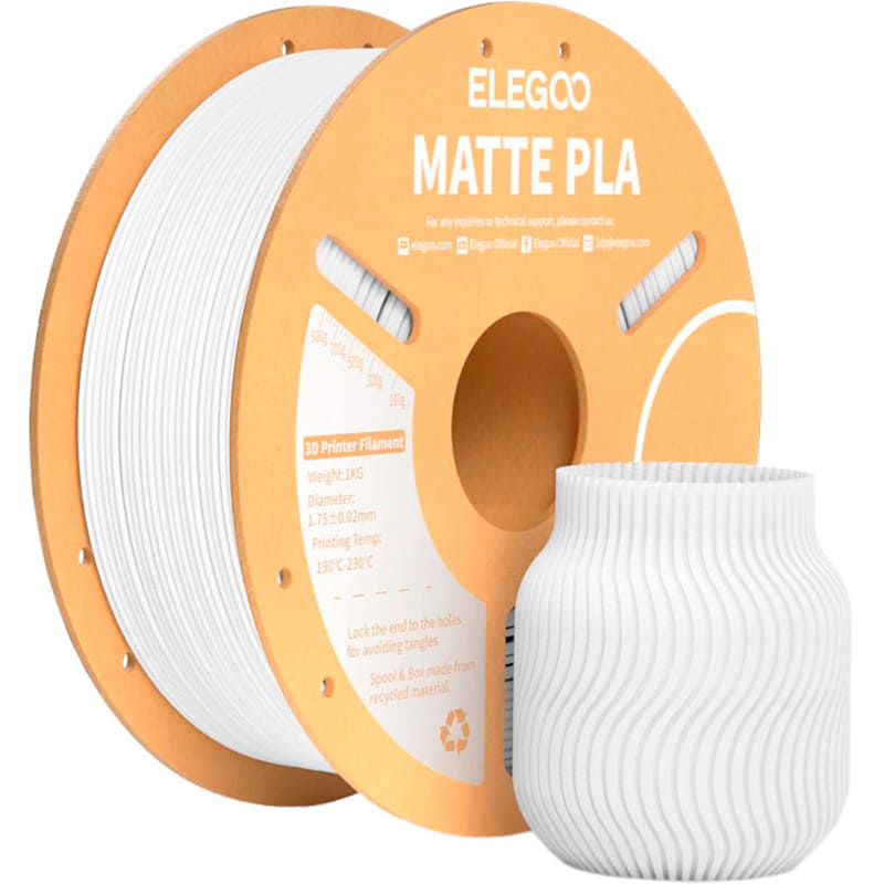 Пластик для 3D принтера ELEGOO PLA Matte 1кг 1.75мм White (50.203.0251)