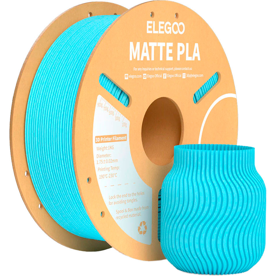 Пластик для 3D принтера ELEGOO PLA Matte 1кг 1.75мм Ice Blue (50.203.0259)