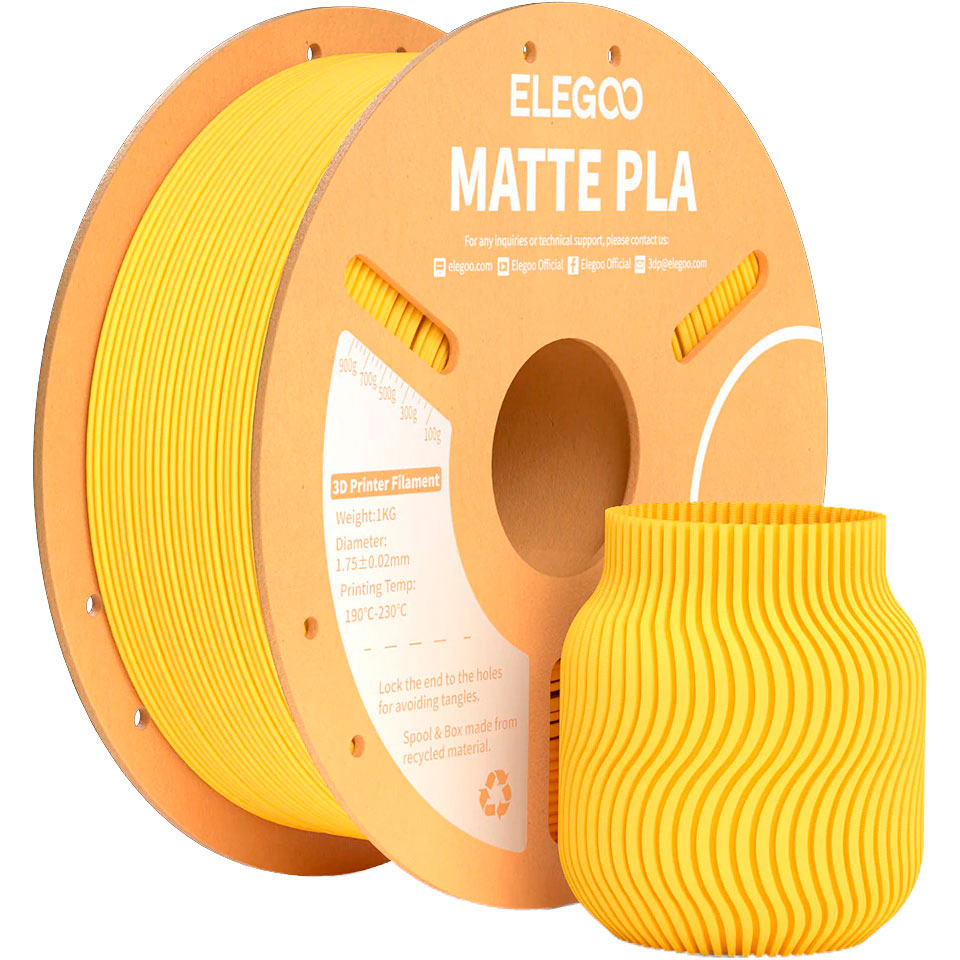Пластик для 3D принтера ELEGOO PLA Matte 1кг 1.75мм Sunshine Yellow (50.203.0255)