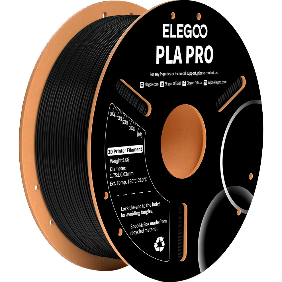 Котушка ELEGOO PLA PRO Filament 1 кг 1.75 мм Black (50.203.0188)