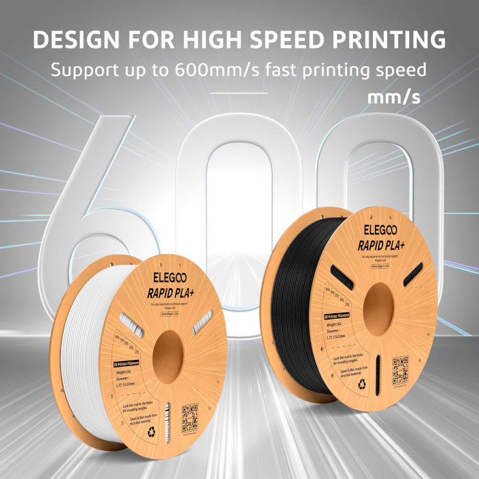 Котушка ELEGOO Rapid PLA Plus Filament 1 кг 1.75 мм Silver (50.203.0165) Тип пластика PLA Plus