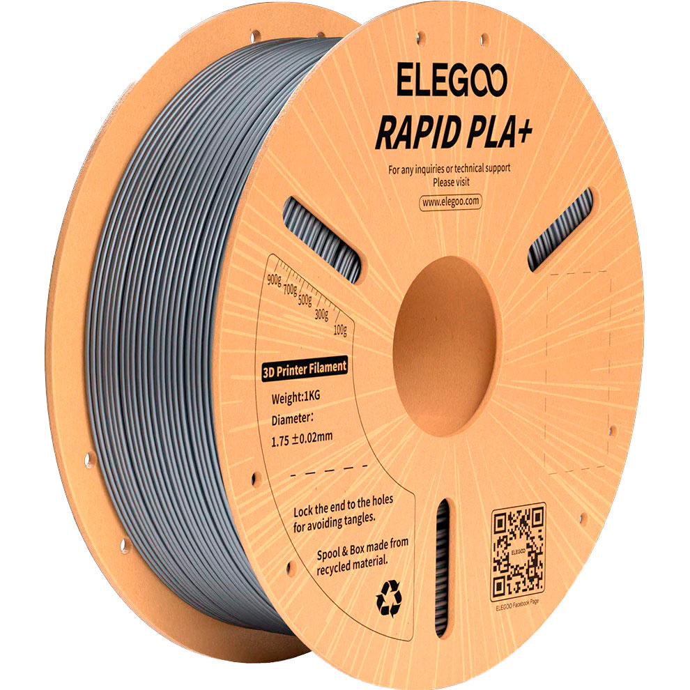 Котушка ELEGOO Rapid PLA Plus Filament 1 кг 1.75 мм Silver (50.203.0165)