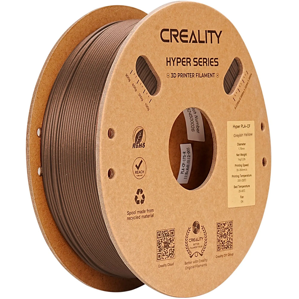 Котушка CREALITY Hyper PLA-CF Filament 1 кг 1.75 мм Grayish Yellow (3301060017)