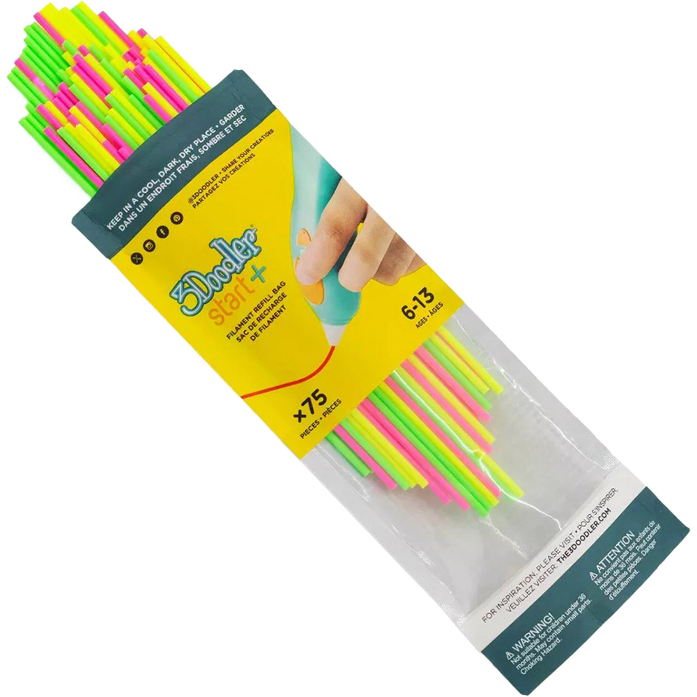Набір стрижнів для 3D-ручки 3DOODLER Start МІКС 75 шт (3DS-ECO-MIX4-75) Додатково Колір: Жовтий, Зелений, Рожевий