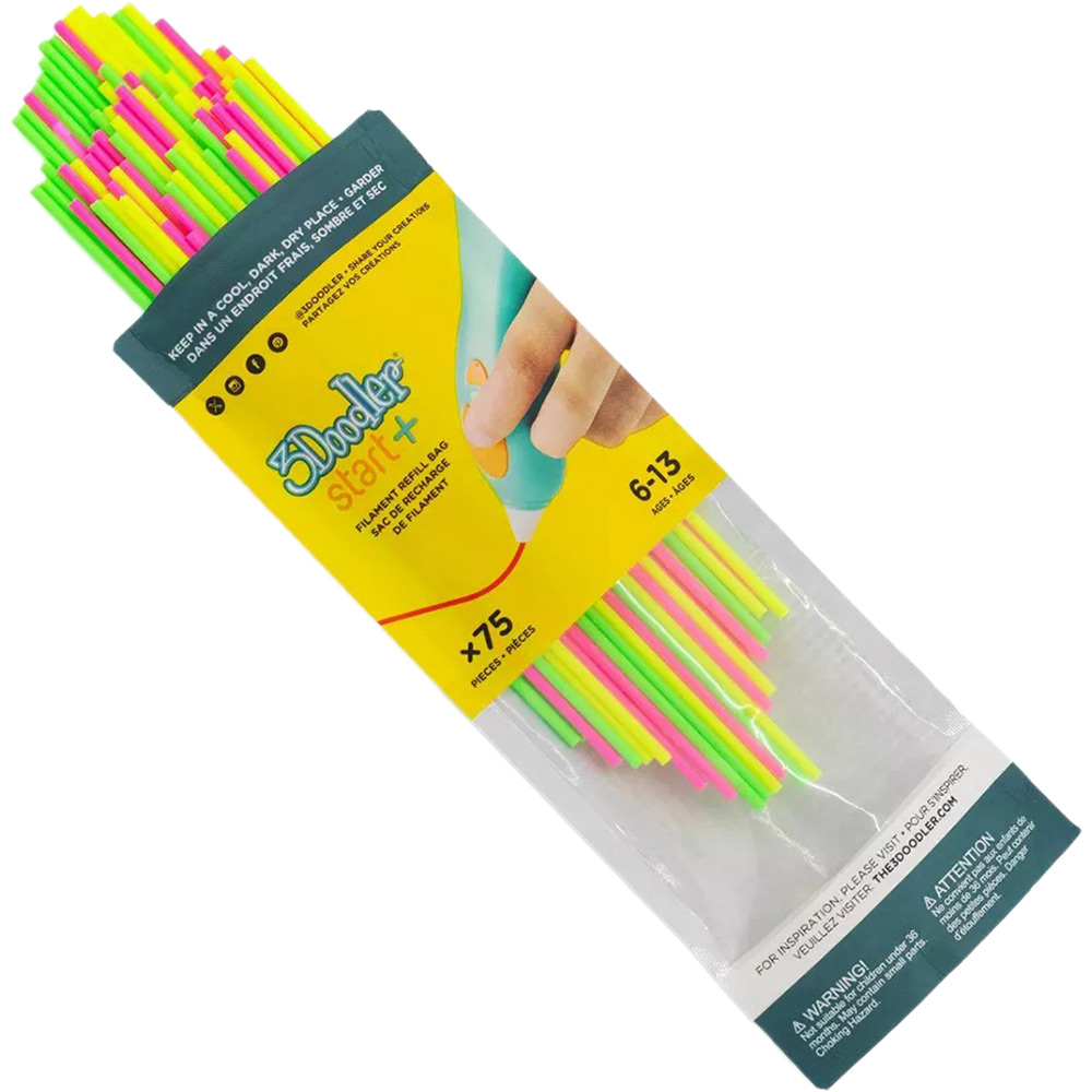 Набір стрижнів для 3D-ручки 3DOODLER Start МІКС 75 шт (3DS-ECO-MIX4-75) Додатково Колір: Жовтий, Зелений, Рожевий