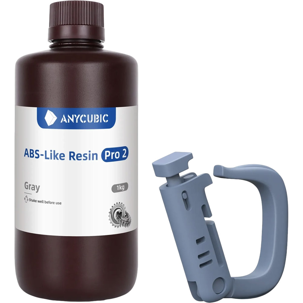 Фотополімерна смола Anycubic ABS-Like Resin Pro 2 1 кг Grey (SABP2GY-102A) Додатково Призначення: Загальне призначення; Щільність: 1.1-1.2 г/см3; Твердість поверхні формування: 82-84D; В'язкість: 300-400 cps; Температура теплового спотворення: 60-65℃; Міцність на розрив: 45-85 МПа; Довжина хвилі: 405 nm; Технологія друку: MSLA