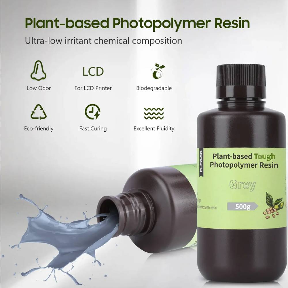 Фотополімерна смол ELEGOO Plant-Based Resin 1кг Silver (50.103.0036) Кількість в упаковці 1