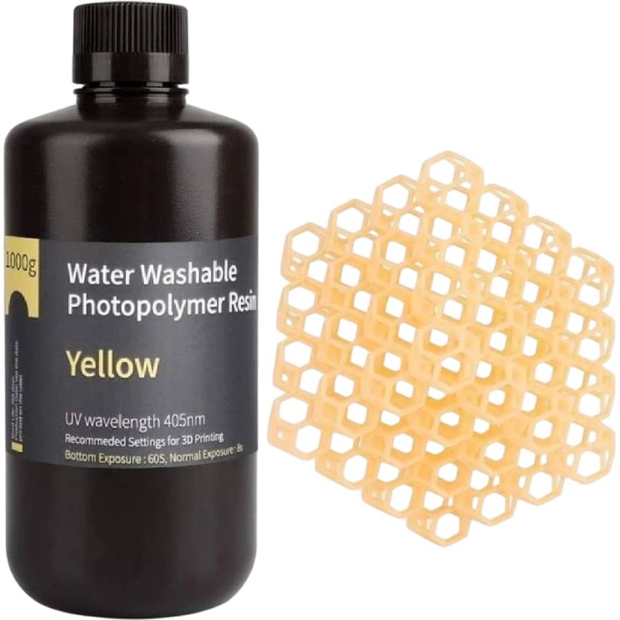 Фотополимерная смола 3D ELEGOO Water Washable Resin 1кг Yellow (50.103.0012) Фотополимерная смола 3D ELEGOO Water Washable Resin 1кг Yellow (50.103.0012)