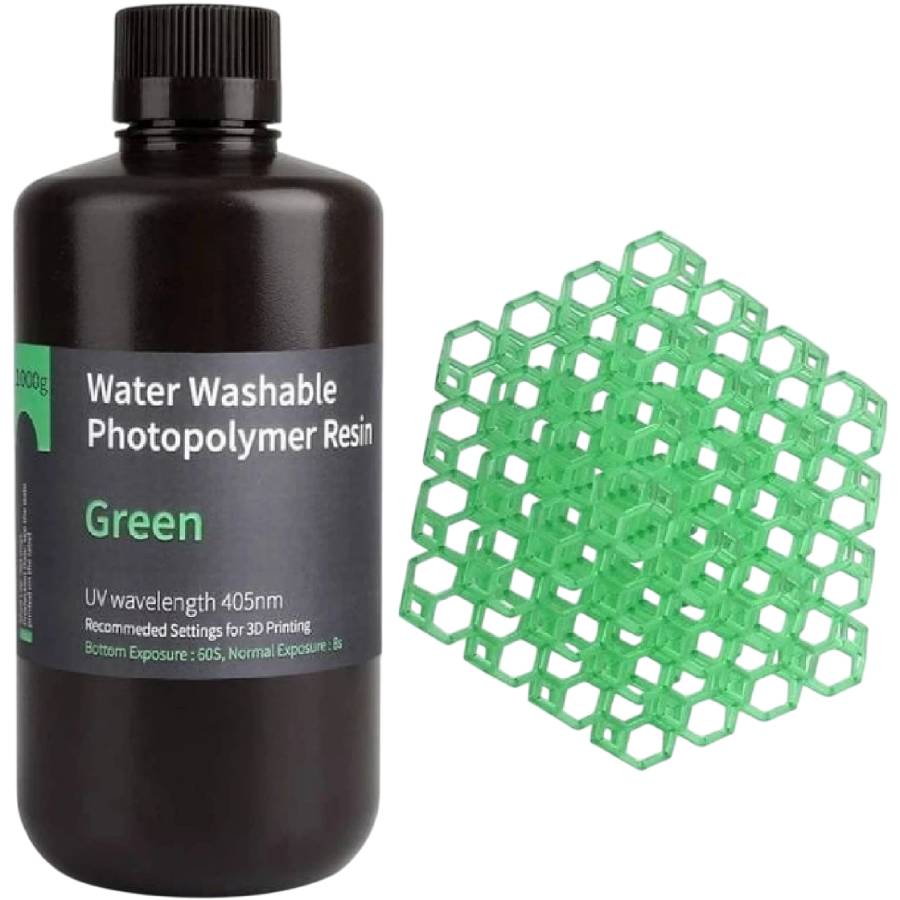 Фотополимерная смола 3D ELEGOO Water Washable Resin 1кг Green (50.103.0004) Фотополимерная смола 3D ELEGOO Water Washable Resin 1кг Green (50.103.0004)