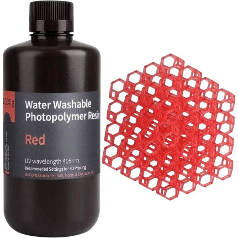 Фотополимерная смола 3D ELEGOO Water Washable Resin 1кг Red (50.103.0002) Фотополимерная смола 3D ELEGOO Water Washable Resin 1кг Red (50.103.0002)
