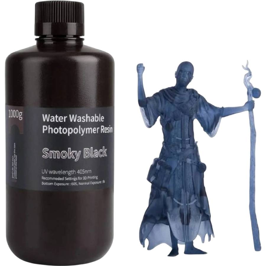 Фотополимерная смола 3D ELEGOO Water Washable Resin 1кг Black Smoky (50.103.0026) Фотополимерная смола 3D ELEGOO Water Washable Resin 1кг Black Smoky (50.103.0026)