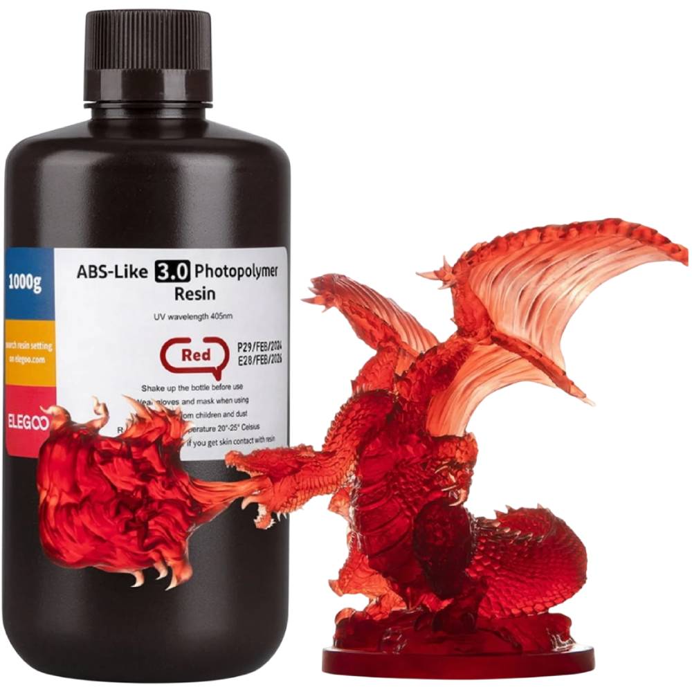 Фотополімерна смола ELEGOO ABS-like 3.0 1кг Transparent Red (50.103.0152)