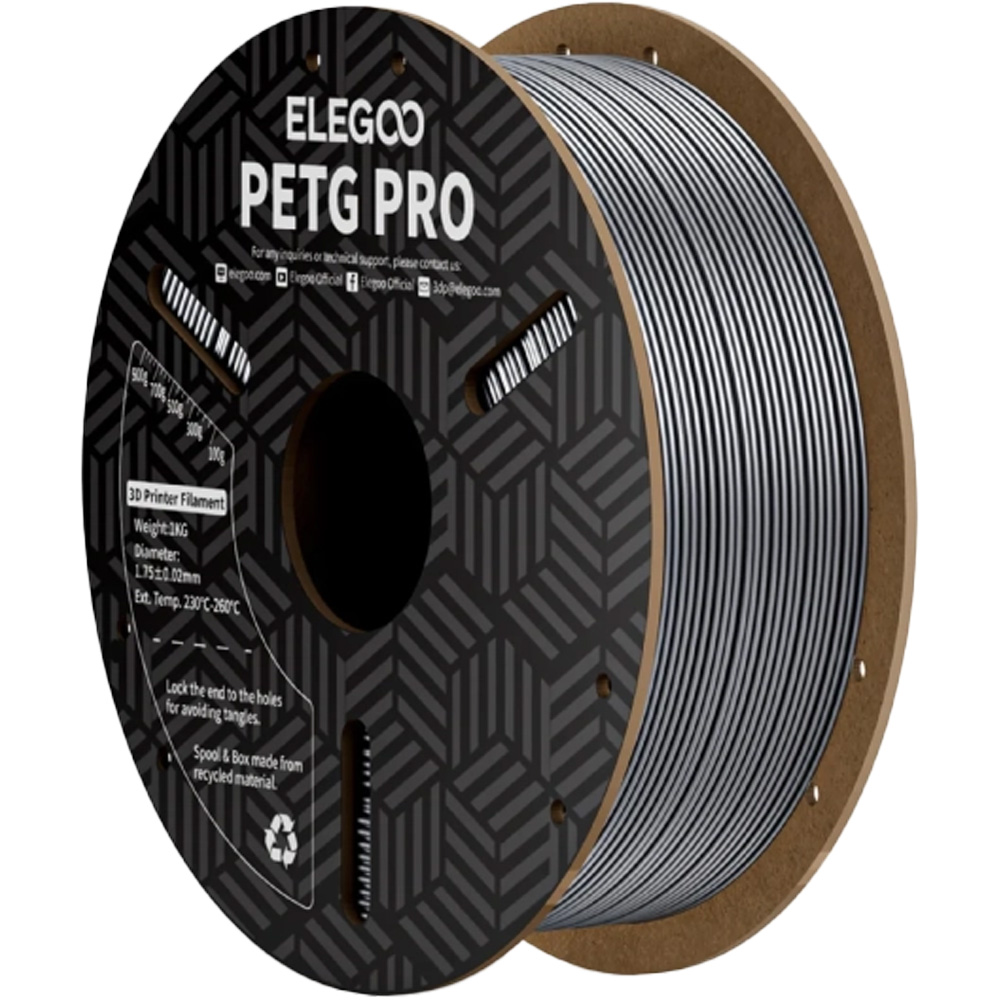 Пластик для 3D принтера ELEGOO PETG PRO Filament 1кг 1.75мм Silvery (50.203.0207)