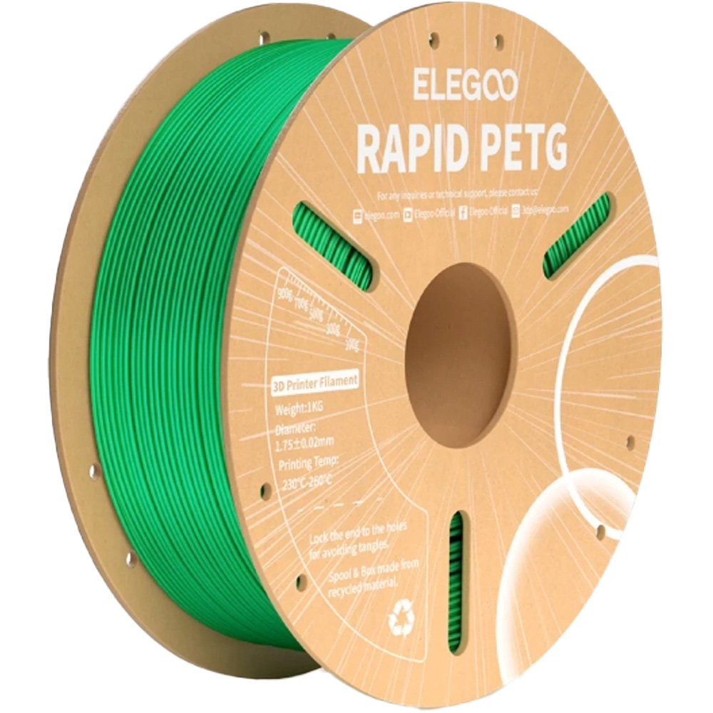 Пластик для 3D принтера ELEGOO Rapid PETG Filament 1кг 1.75мм Green (50.203.0220)