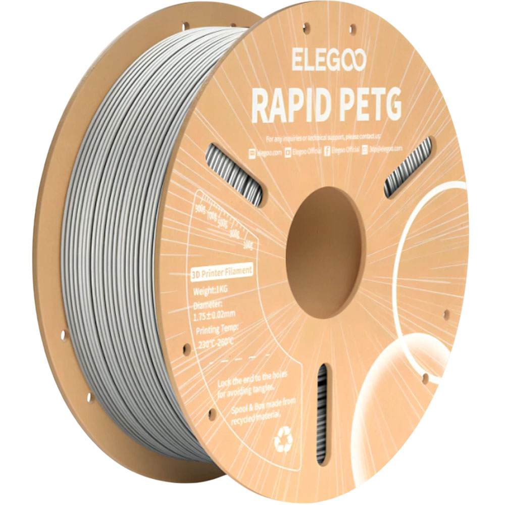 Пластик для 3D принтера ELEGOO Rapid PETG Filament 1 кг 1.75 мм Silver (50.203.0224)