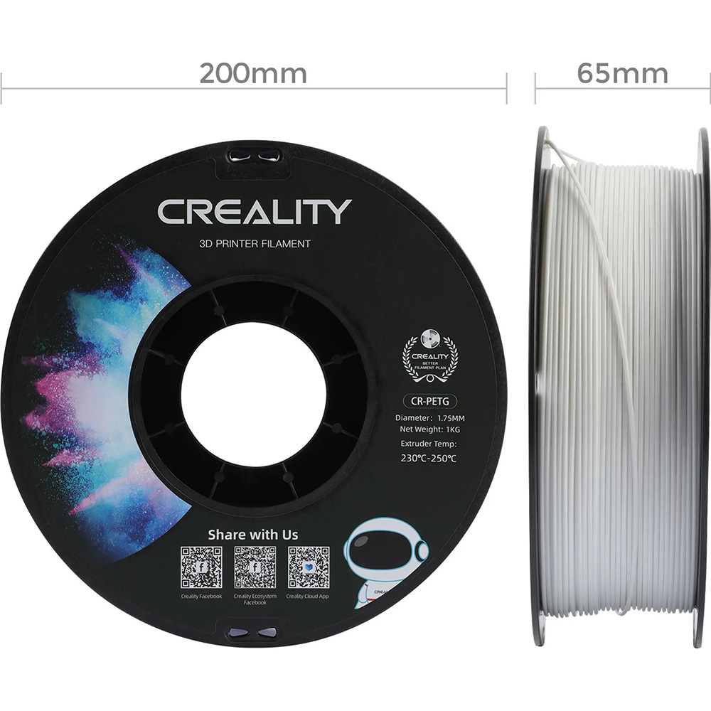 Пластик для 3D принтера CREALITY PETG 3x1 кг1.75 мм White (3301030034x3) Диаметр нити, мм 1.75
