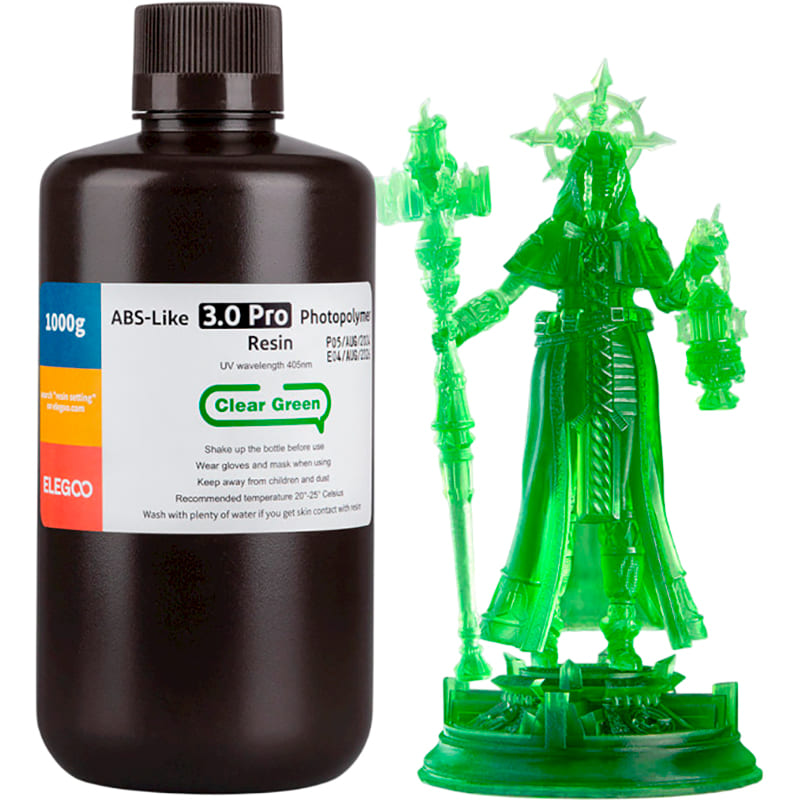 Фотополімерна смола ELEGOO ABS-like 3.0 pro 1 кг Clear Green (50.103.0254)