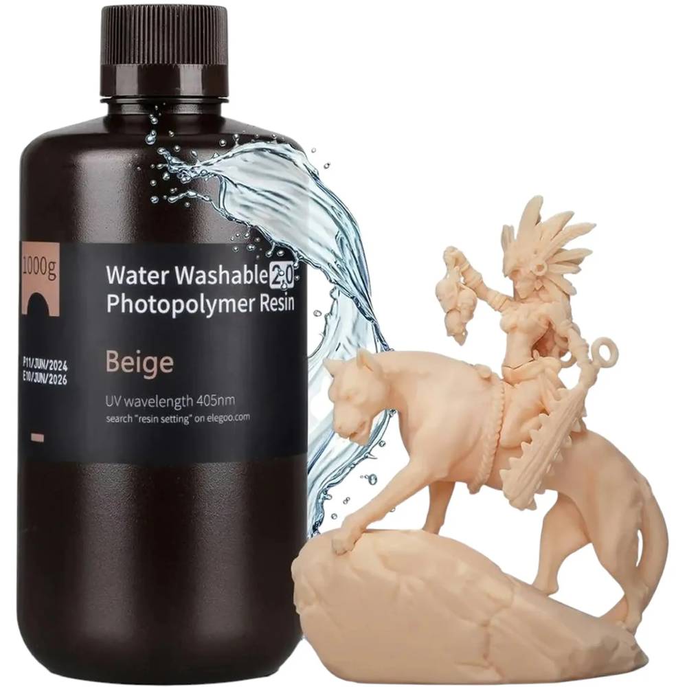 Фотополімерна смола 3D ELEGOO Water Washable Resin 2.0 1 кг Beige (50.103.0201)