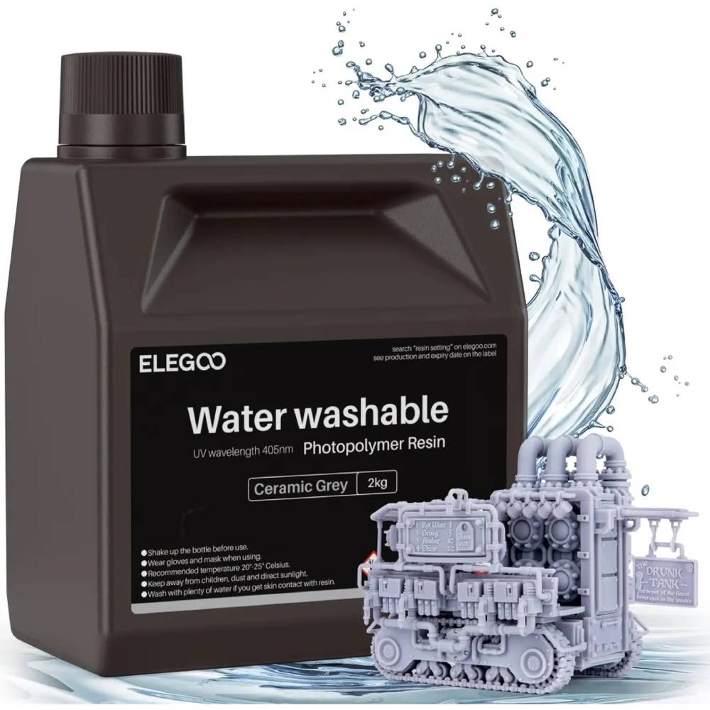 Фотополимерная смола 3D ELEGOO Water Washable Resin 2 кг Gray (50.103.0127)