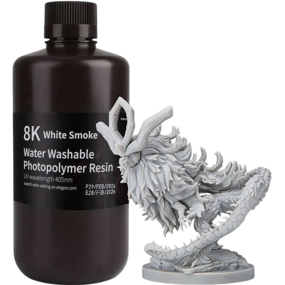 Фотополімерна смола 3D ELEGOO Water Washable Resin 8K 1 кг White (50.103.0140)