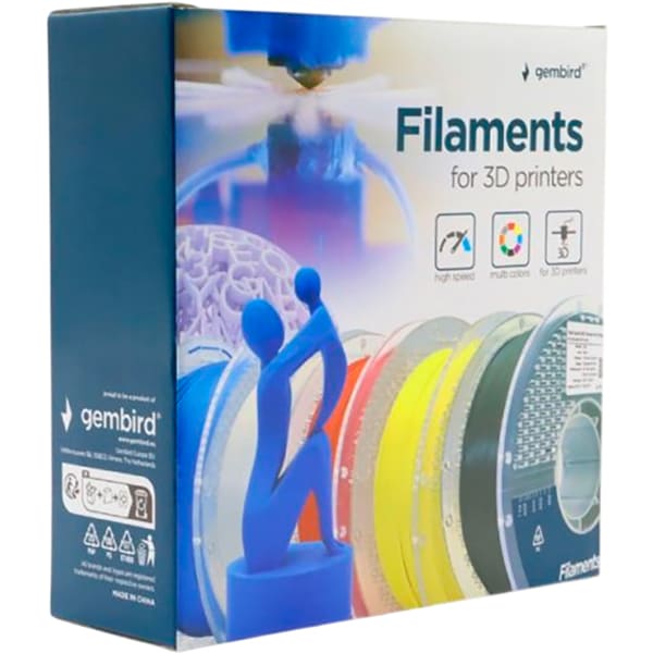 Пластик для 3D принтера GEMBIRD High Speed ABS 1.75 мм 1 кг White (3DP-ABS1.75HY-01-W) Додатково Щільність за 21.5 °C: 1.01 г/см3; Ударна в'язкість: 16 кДж/м2; Швидкість друку: 60-600 мм/с або MVS 12-18 мм/с; Розрив при розтягуванні: 3-5%; Температура теплопровідності за 0.455 МПа: 75°C