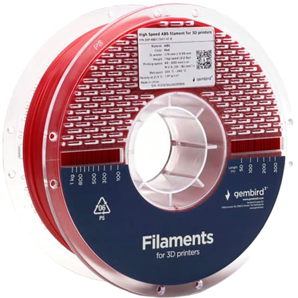 Пластик для 3D принтера GEMBIRD High Speed ABS 1.75 мм 1 кг Red (3DP-ABS1.75HY-01-R)