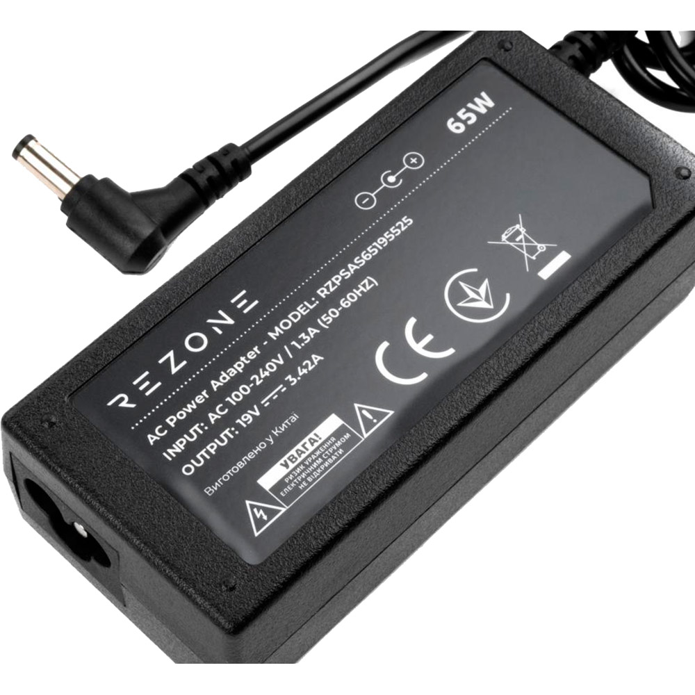 Блок живлення REZONE ASUS 65W 19V 3,42A 5.5x2.5 (RZPSAS65195525) Вихідний струм 3.42