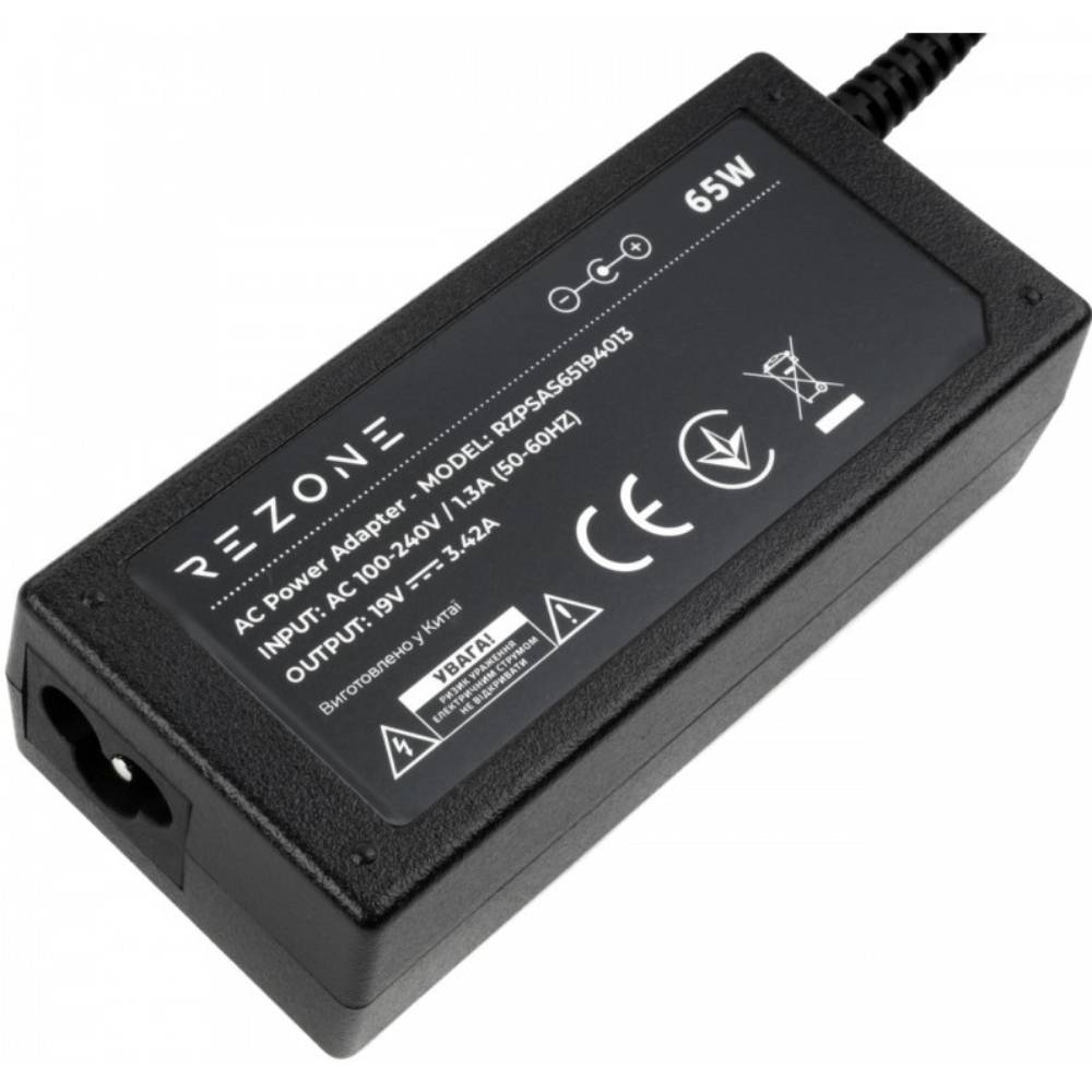 Блок живлення REZONE для ASUS 65W 19V 3,42A роз'єм 4.0*1.35 Black (RZPSAS65194013) Тип сумісний