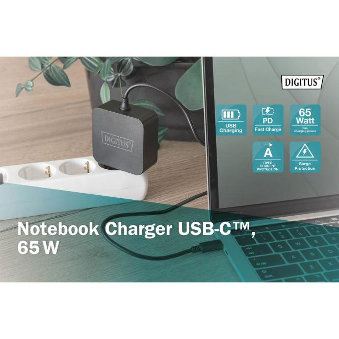 Фото Блок живлення DIGITUS для ноутбука USB-C 65W (DA-10071)