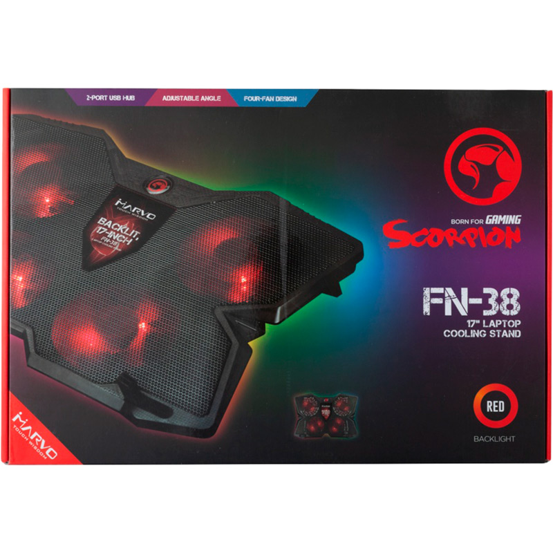Подставка MARVO FN-38 Red-LED (FN-38RD) Материал пластик