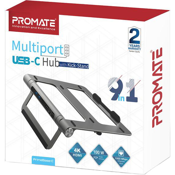 Подставка для ноутбука PROMATE PrimeBase-C Grey (primebase-c.grey) Материал пластик