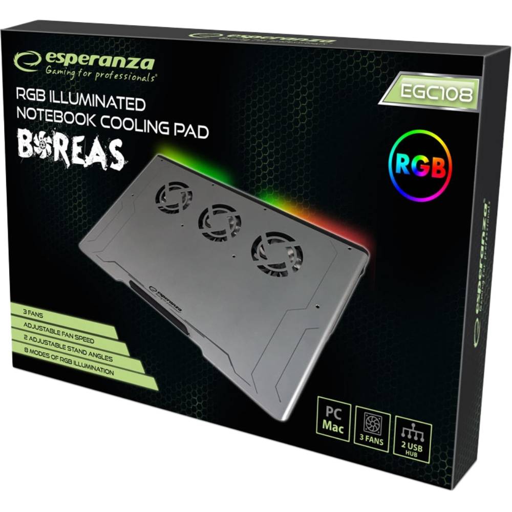 Зовнішній вигляд Підставка для ноутбука ESPERANZA EGC108 Boreas Notebook Cooling Pad