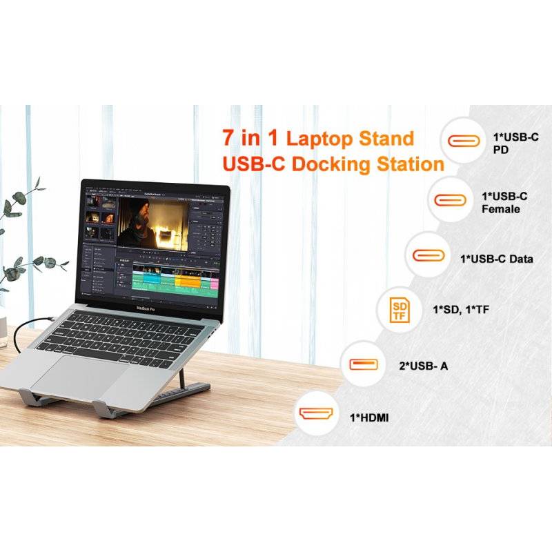В Украине Подставка CHOETECH USB-C 7-в-1 (HUB-M48-GY)
