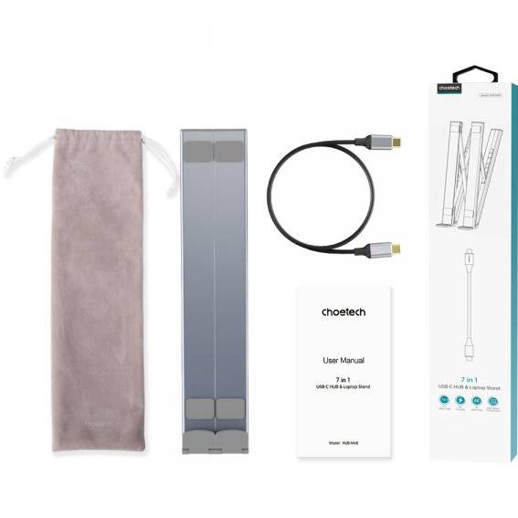 Подставка CHOETECH USB-C 7-в-1 (HUB-M48-GY) Материал металл