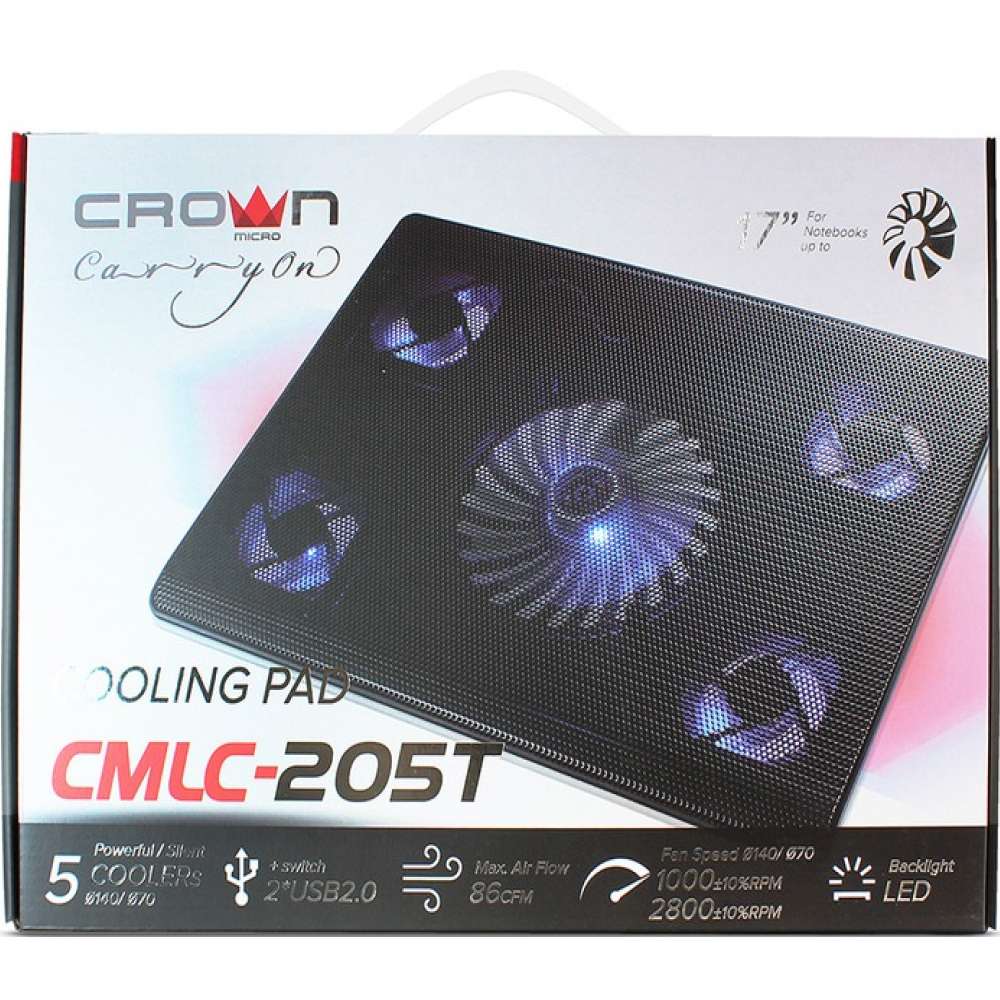 Подставка для ноутбука CROWN Black (CMLC-205T) Особенности регулирование скорости вентилятора