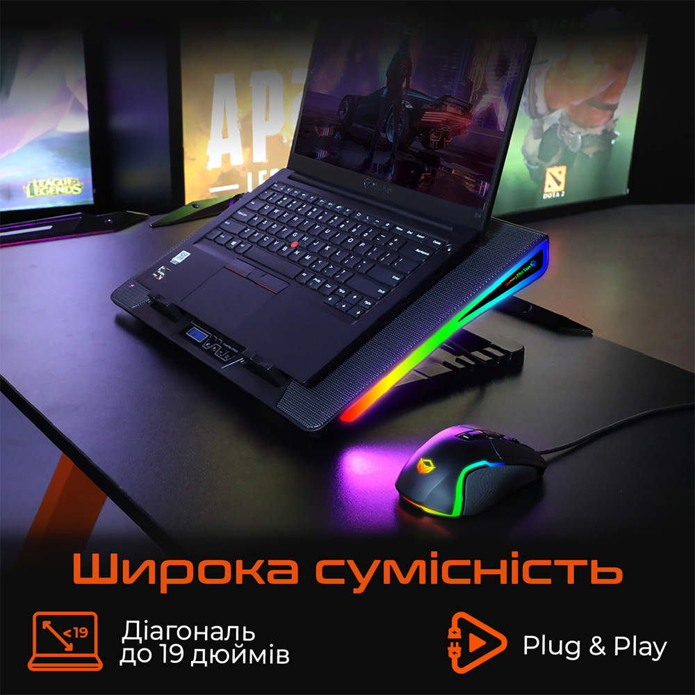 Підставка для ноутбука MEETION MT-CP5050-A Grey Матеріал метал