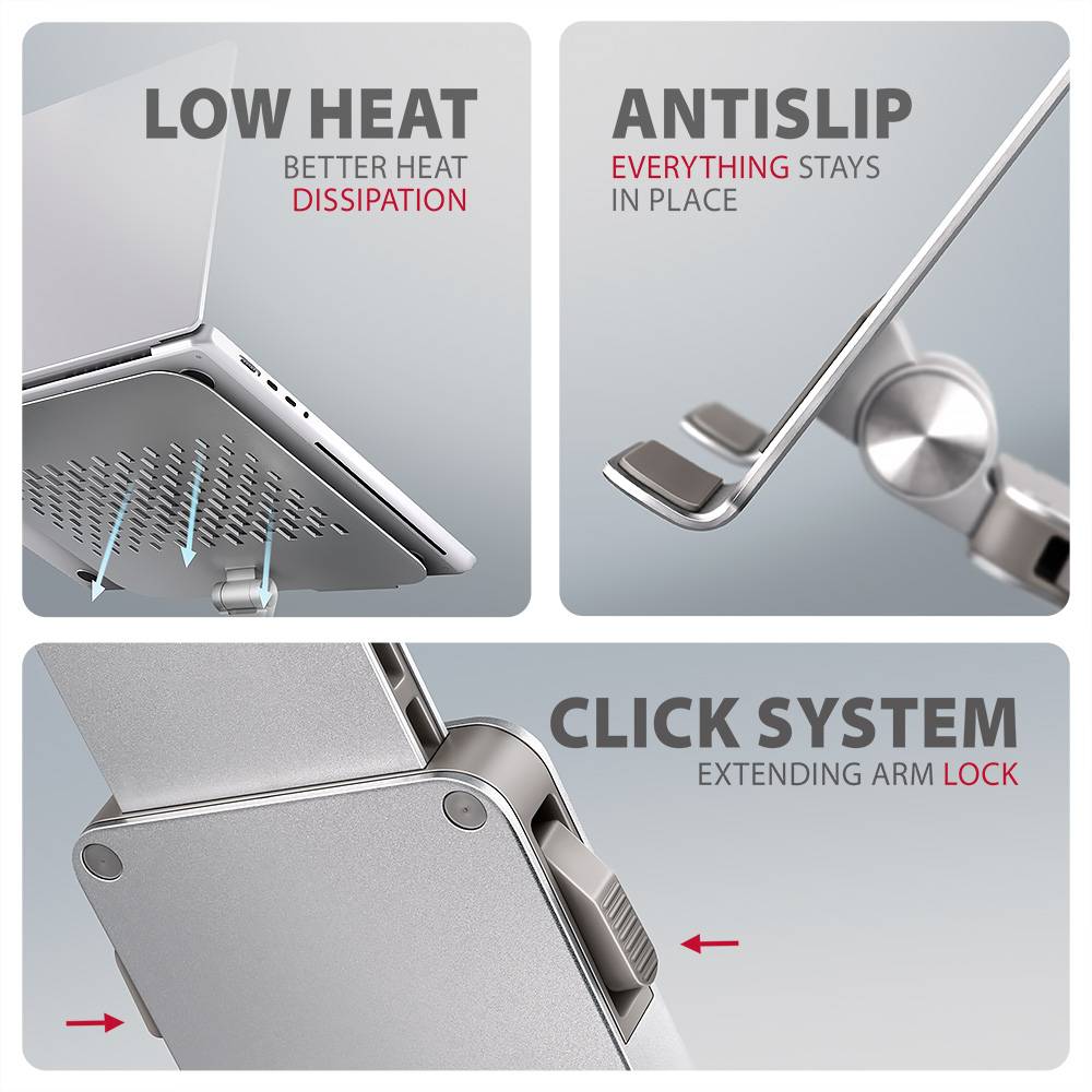 Підставка для ноутбука AXAGON STND-LR Silver Розміри підставки 58 х 260 х 232