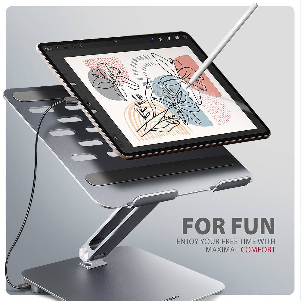 Підставка для ноутбука AXAGON HMC-STND USB-C ALUMINUM STAND & HUB 7 in 1 Матеріал метал